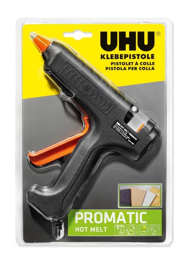 uhu-promatic-hot-melt-heidfklebepistole-inkl-3-patronen-ffcr-basteln-und-reparat image 1