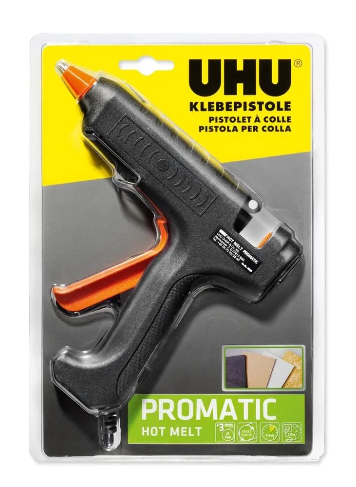 uhu-promatic-hot-melt-heidfklebepistole-inkl-3-patronen-ffcr-basteln-und-reparat image 1