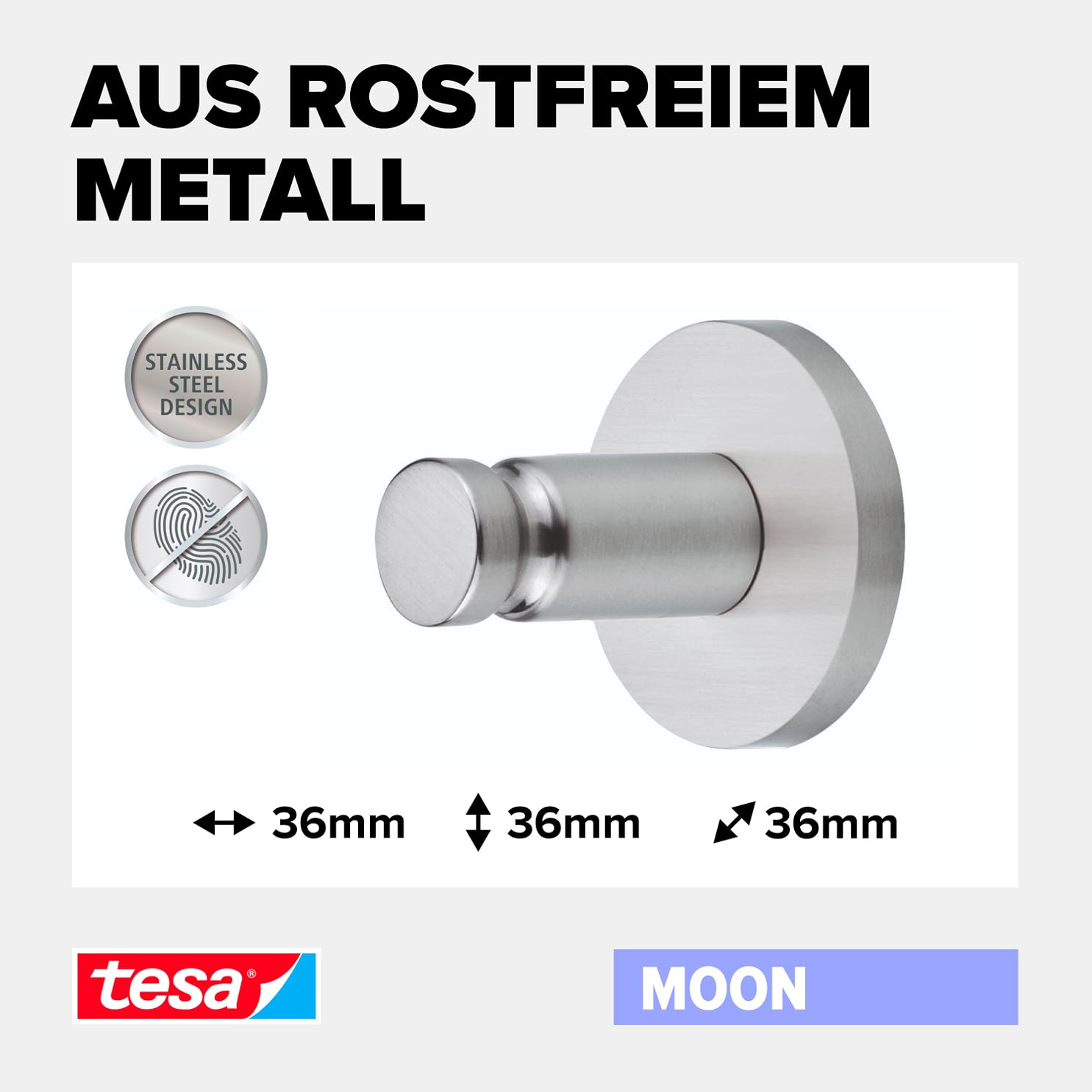 tesa-moon-klebehaken-36-mm-x-36-mm-verchromter-bad-wandhaken-bis-4-kg image 3