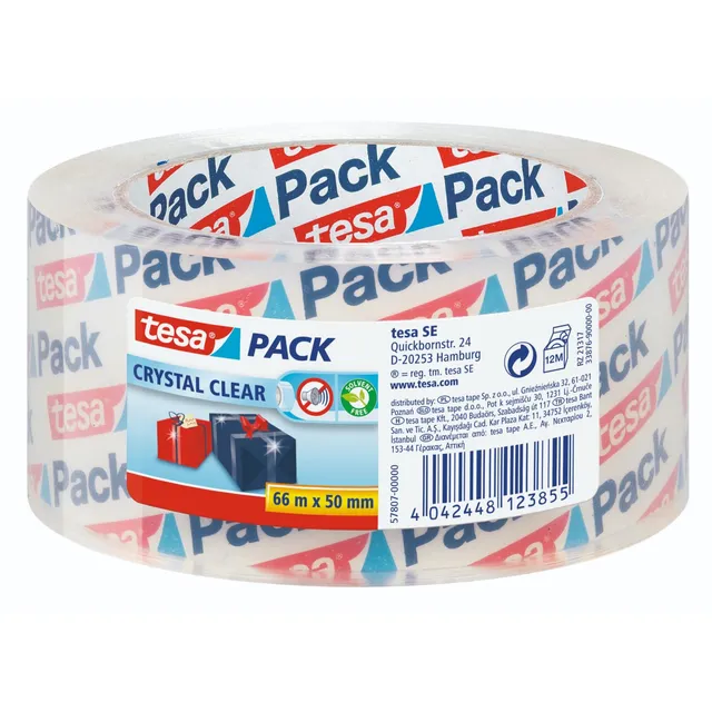 tesa-tesapack-crystal-clear-paketklebeband-66-m-x-50-mm-transparent image 1