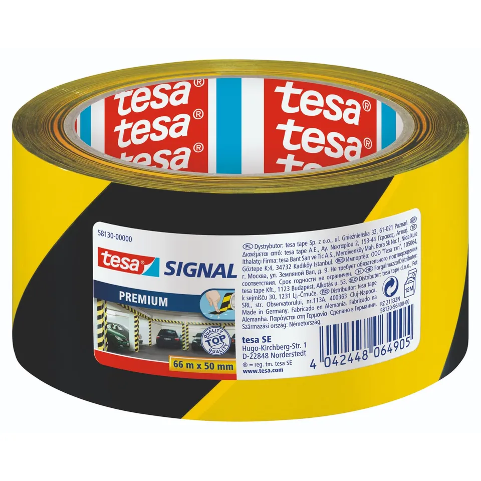 tesa-signal-premium-markierungsklebeband-schwarz-gelb-66-m-x-50-mm image 1