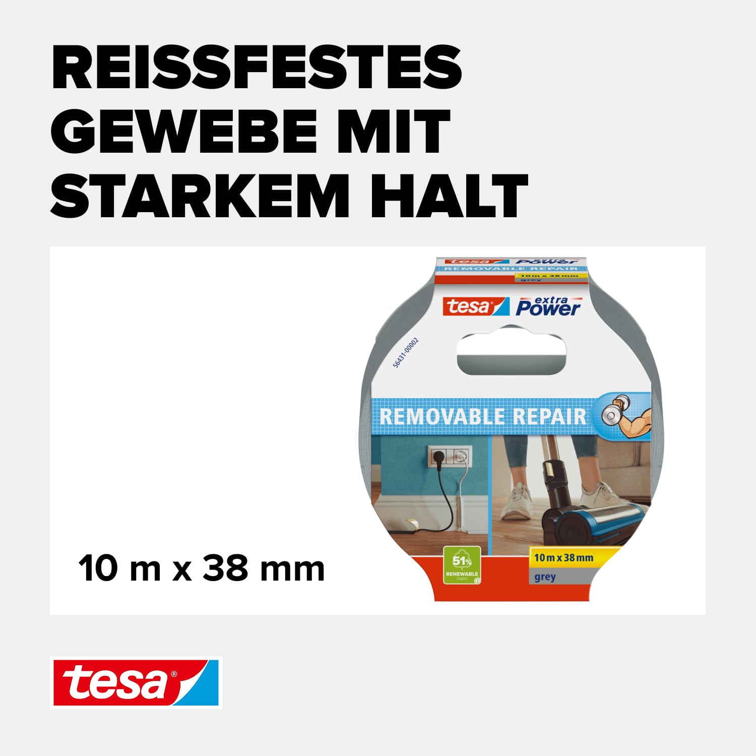 tesa-extra-power-eco-repair-gewebeband-grau-10-m-x-38-mm-64-biobasiert image 3